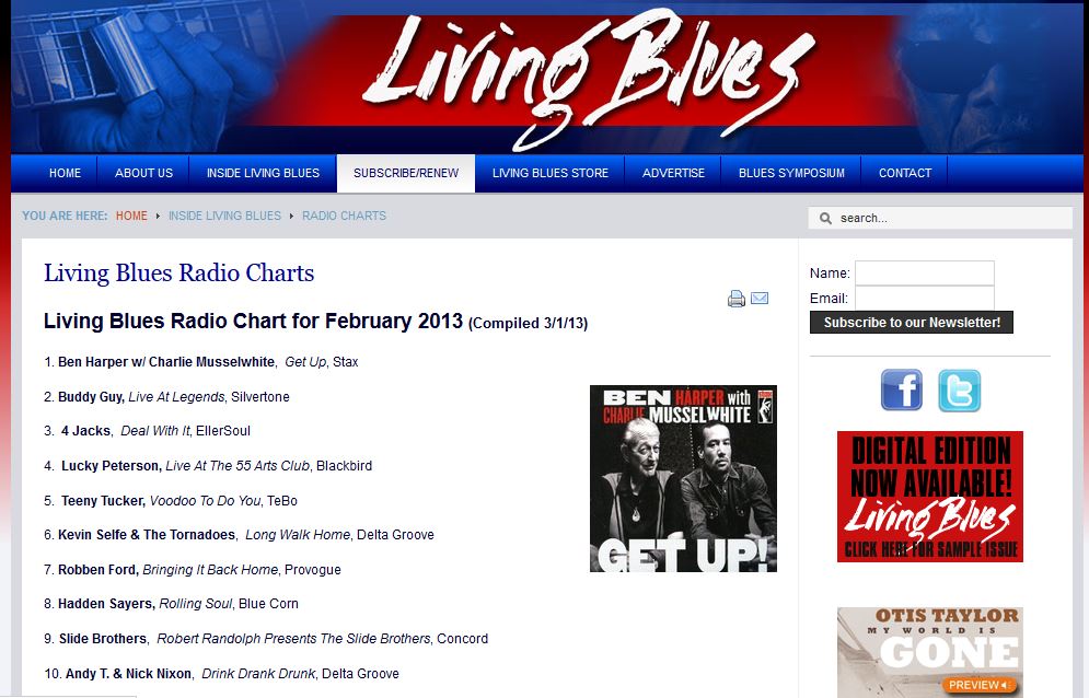 Long Walk Home is #6 on Living Blues Radio Chart for Feb 2013!